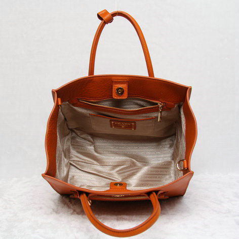 2014 Prada original grainy calfskin tote bag BN2626 orange for sale - Click Image to Close